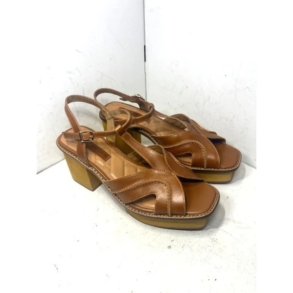 Kelsi Dagger Brooklyn Anthropologie Genie Brown Platform Block Sandals 8.5